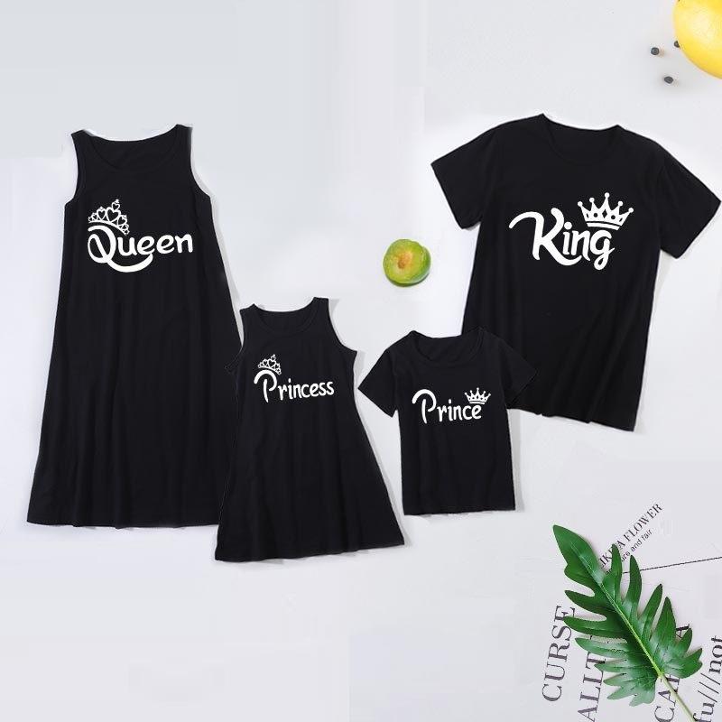 親子 ペアルック Tシャツ 親子コーデ お揃い カップル お揃いコーデ 夏 半袖 キッズ メンズ レディース キング クイーン プリンス プリンセス 完売