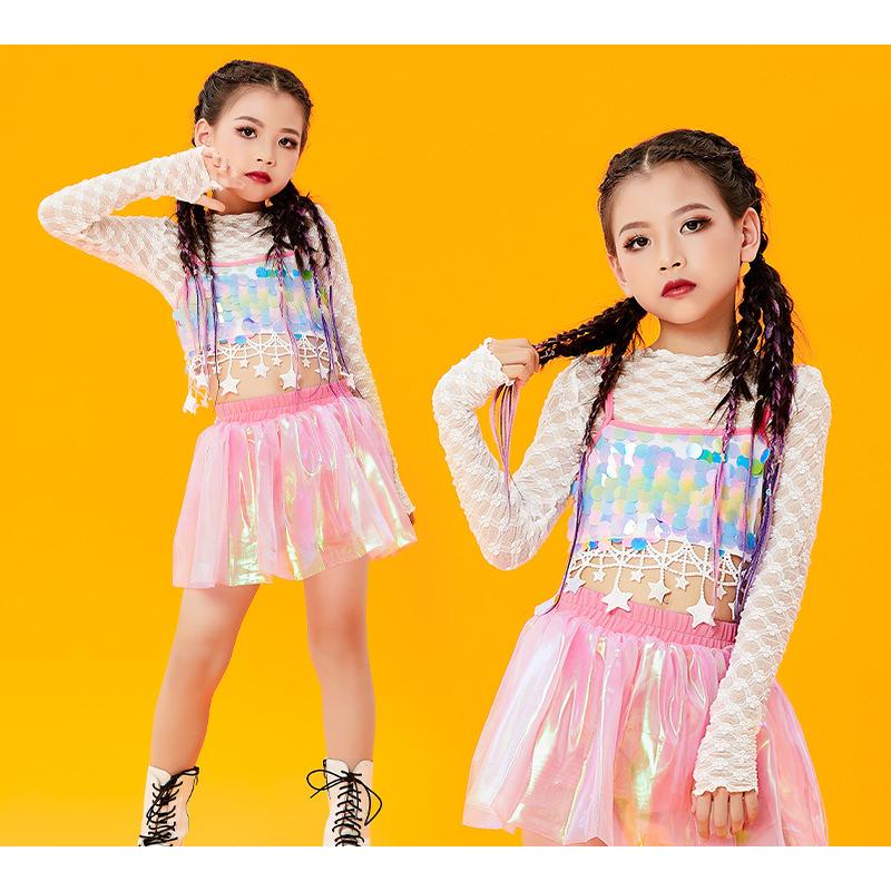オンラインショッピング キッズダンス衣装 キッズ セットアップ トップス パンツ 韓国 チアダンス衣装 かっこいい ピンク キラキラ スパンコール ステージ衣装 応援団 練習着 発表会 Materialworldblog Com