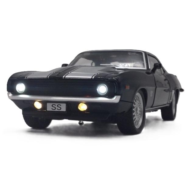 ミニカー ブラック 1/32 シボレー カマロ SS 初代 1969 ヘッドライト