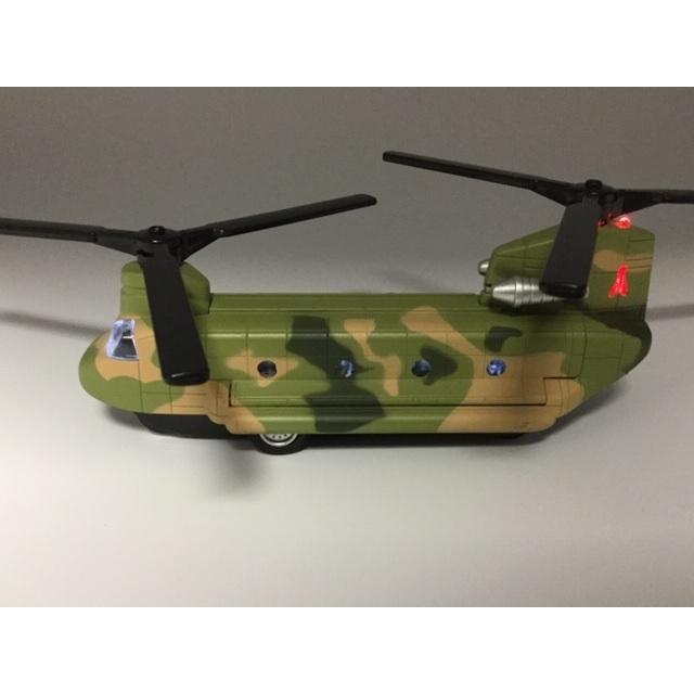 軍用輸送ヘリコプター CH−47 チヌーク グリーンカモ ミニカー トイ