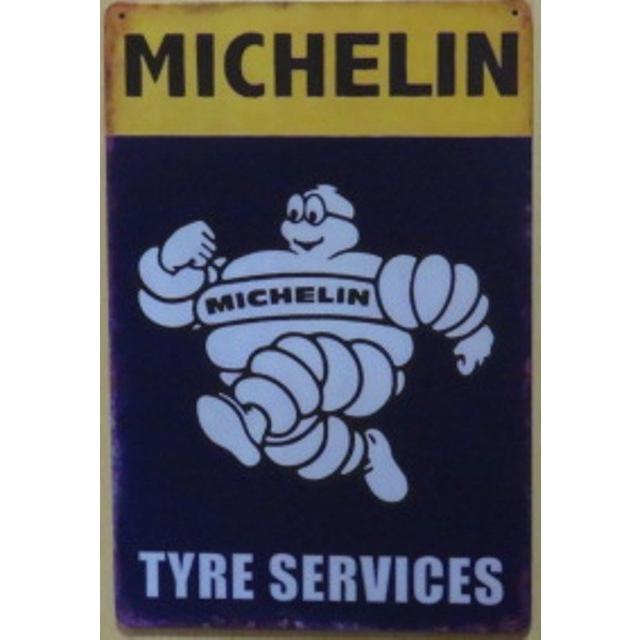 ミシュラン タイヤ TYRE SERVICES 金属製 メタルサインプレート