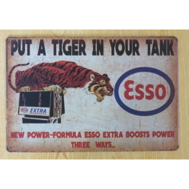エッソ PUT A TIGER 金属製 メタルサインプレート ESSO ガソリン