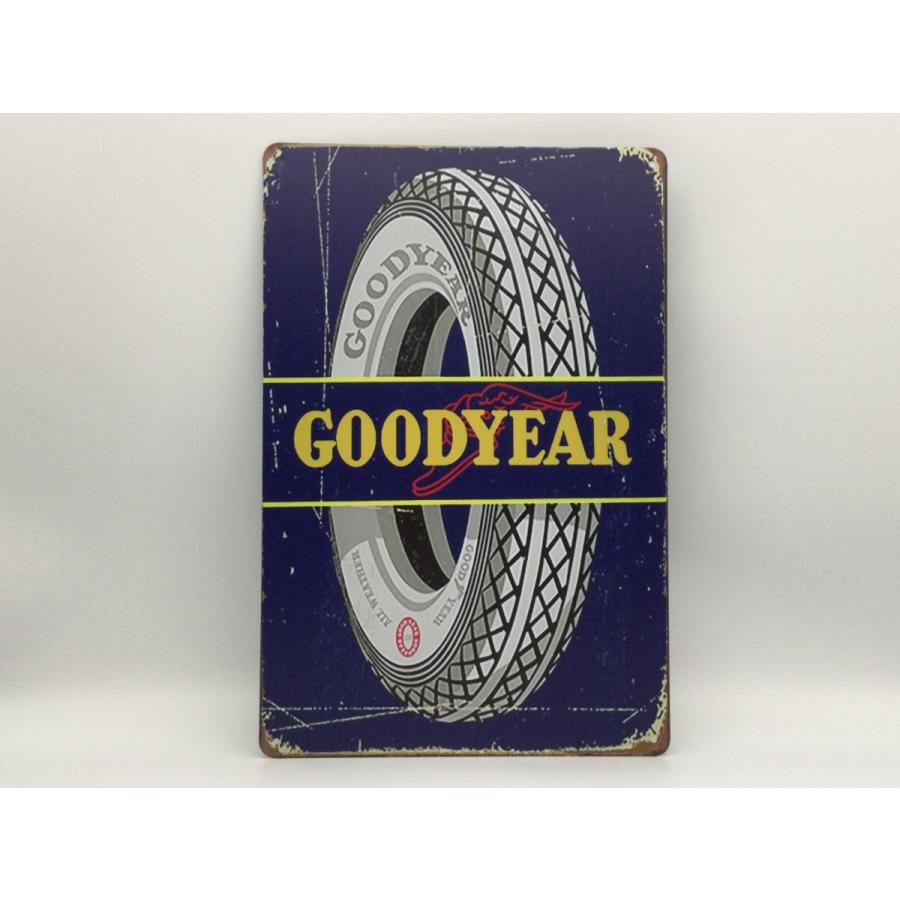 送料無料 グッドイヤー タイヤ 金属製 メタルサインプレート GOODYEAR TIRE 看板 ブリキ アンティーク ガレージ レトロ カフェ metalplate0126ラブリー