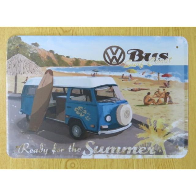 ワーゲン タイプ2 Bus Surf Coast レイトバス 金属製 メタルサイン 