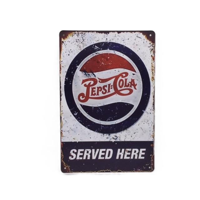 送料無料 ペプシコーラ サーブドヒア 金属製 メタルサインプレート