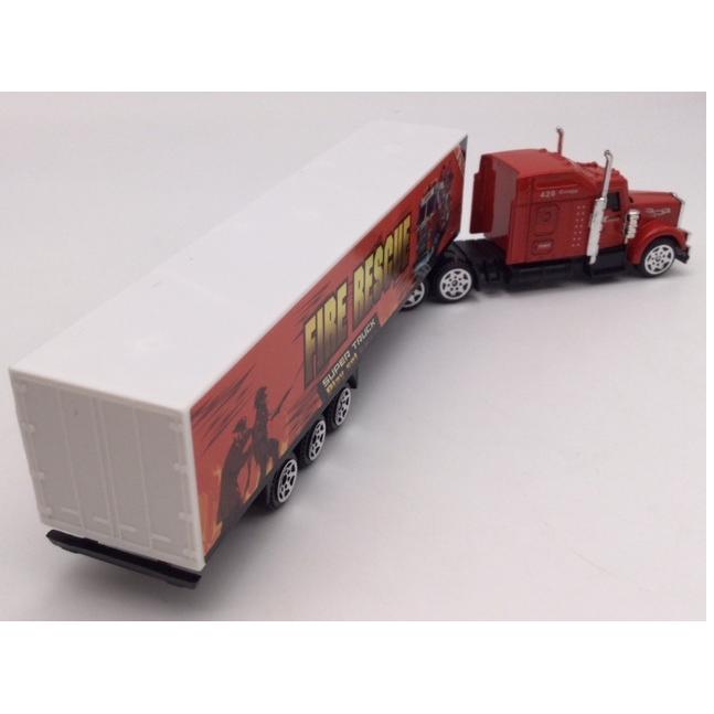 ミニカー レッド 1/87 アメリカントラック&コンテナトレーラー