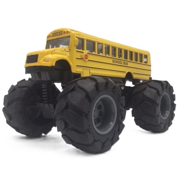 ミニカー モンスター スクールバス 黄色 プレーン サスペンション可動