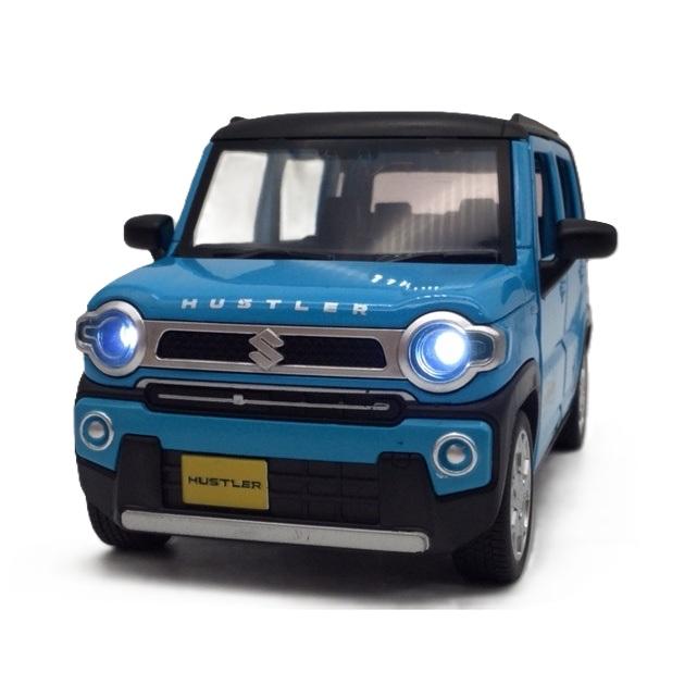 スズキ ハスラー ミニカー ダークブルー ミニカー 1/22 スズキ ハスラー 青 ヘッドライト＆テールライト点灯