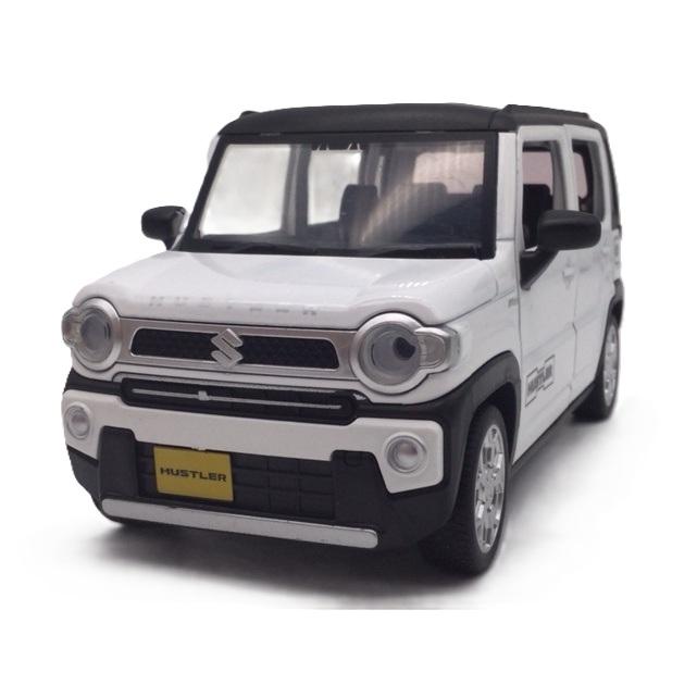 ミニカー 1/22 スズキ ハスラー 白 ヘッドライト＆テールライト 点灯
