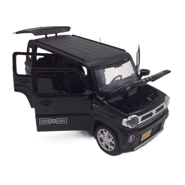 ミニカー 1/22 スズキ ハスラー 黒 ヘッドライト＆テールライト点灯 