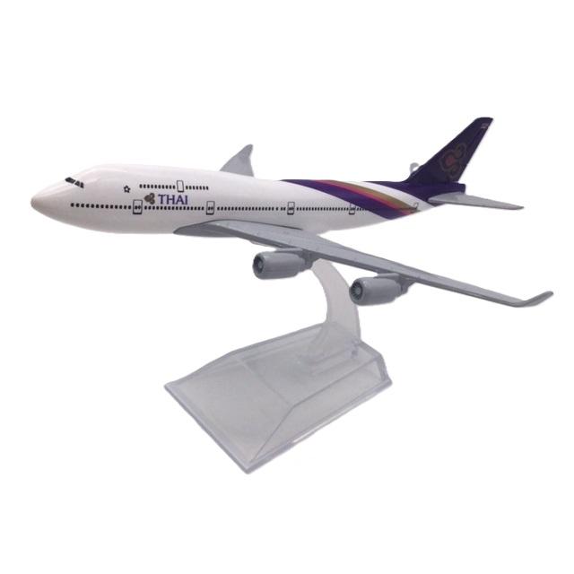 ボーイング747 タイ航空 ジャンボジェット 16cm 航空機模型 スタンド
