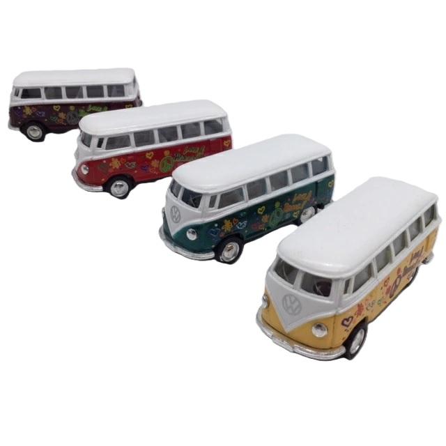 KinSMART ミニカー 1/64 ワーゲンバス ラブ＆ピース 4色コンプリート
