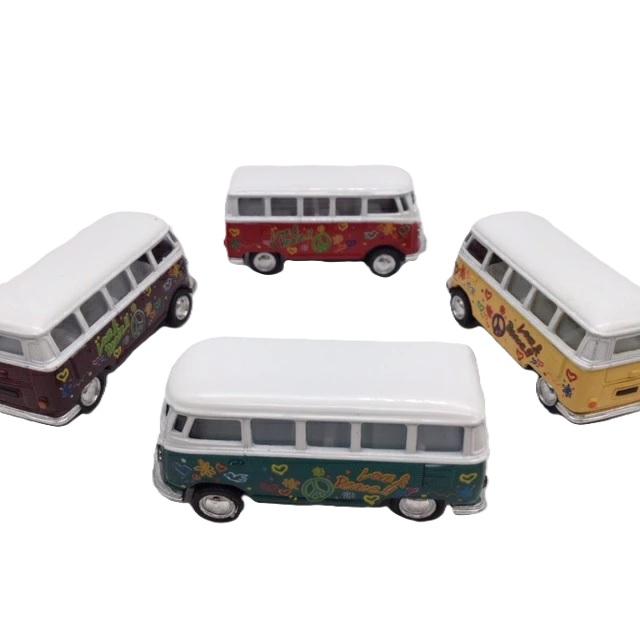 や*ろ様 ワーゲンバス　Volkswagen Type 2　ミニカーセット KinSMART ミニカー 1/64 ワーゲンバス ラブ＆ピース 4色コンプリート