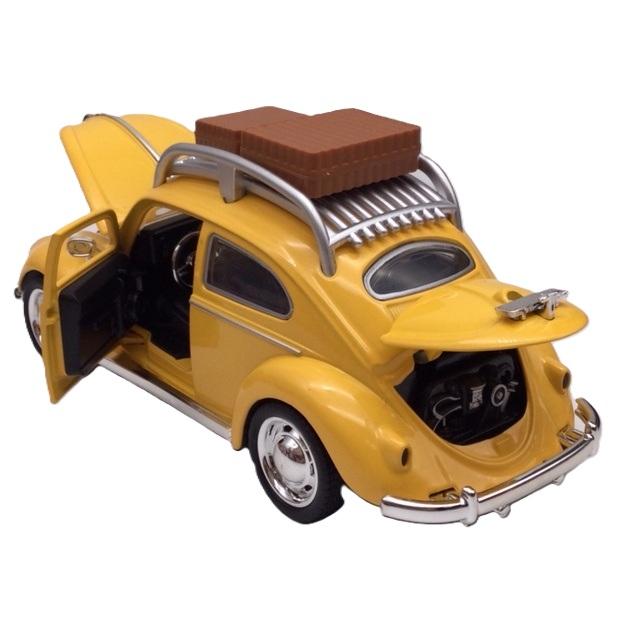 ミニカー 黄色 1/27 ワーゲン ビートル オーバルウィンドウ ヘッド