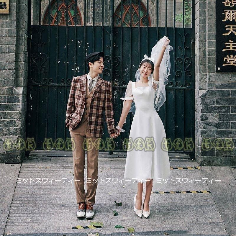 ウェディングドレス ウエディングドレス ワンピース 膝下ドレス 結婚式 二次会 ワンピース スクエアネック 可愛い 花嫁 ドレス ブライダル お洒落 可愛い 披露宴 Mtbd K2218 Loveminato 前撮りドレス リゾート カジュアル 全国組立設置無料 の