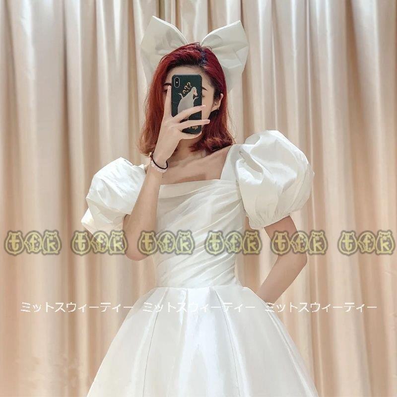 個性的な色 パーティードレス ミモレ丈 花嫁ウェディングドレス 謝恩会 披露宴ドレス 結婚式 お呼ばれドレス 二次会ドレス