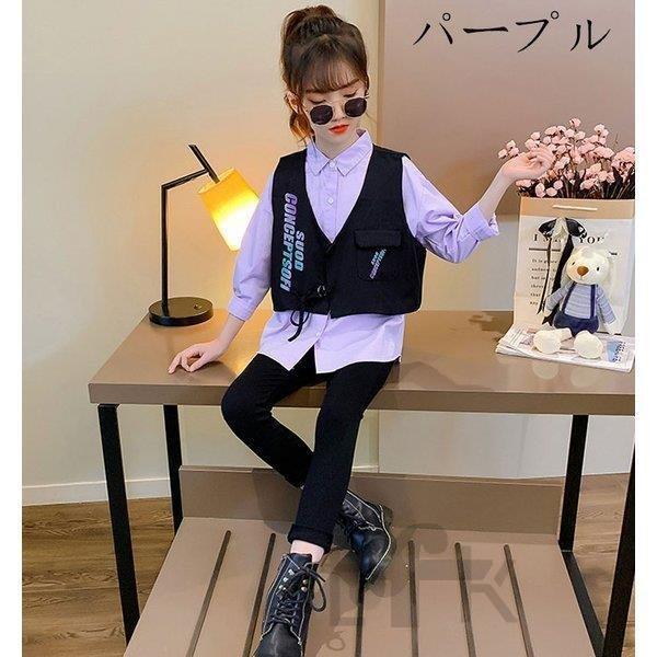 最安 ウエア セットアップ 女の子 シャツ ベスト パンツ 3点セット セットアップ キッズ 女の子 上下セット シャツ ベスト パンツ 3点セット ジュニア服 女児用 春着 秋着 普段着 ホワイト パープル 110 1 130 140 150 160 Www Threeriversofs Com