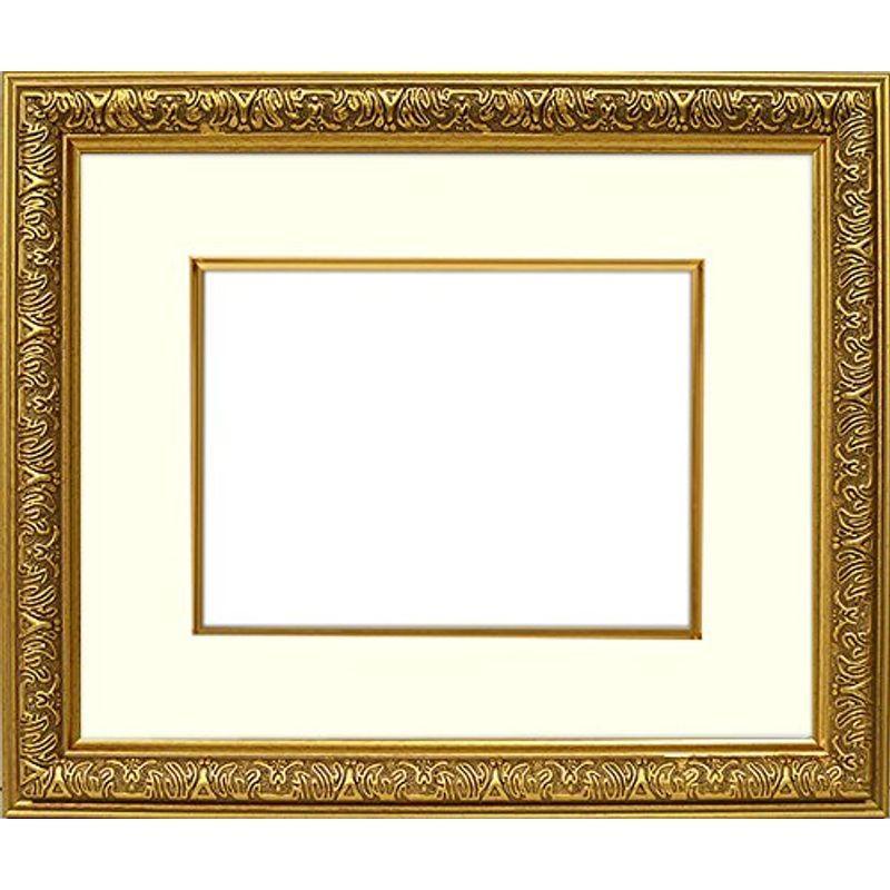 人気のクリスマスアイテムがいっぱい！ 写真用額縁 シャイン/ゴールド A2(594×420mm) ガラス マット付(金色細縁付き) マット色:黒 額縁
