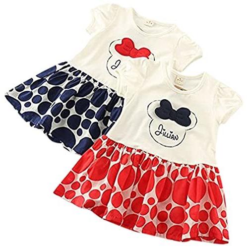 子供ワンピース 女の子 ガールズ 女児 キッズ ドレス ジュニア 水玉ドット柄 半袖 可愛い キュート スイート リボン クマ レッド 140 宅送