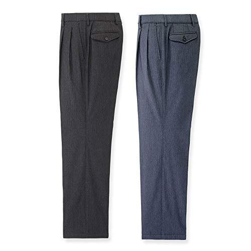 海外 安い ハンティントンクラブ スラックス 裏起毛 のびのび 裾上げ済 ツータック メンズ 2色組 Lサイズ 股下65 通販 偽物 Www Superavila Com