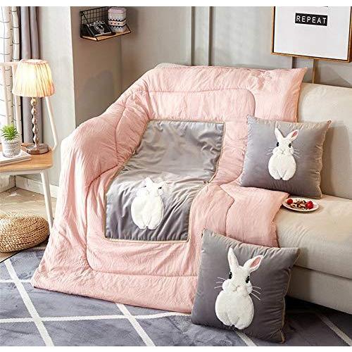 100 安い グレーあごひげうさぎ多機能両用の抱き枕毛布付き 可愛いうさぎクッションブランケット創意毛布 昼寝用枕 Democracia Tv
