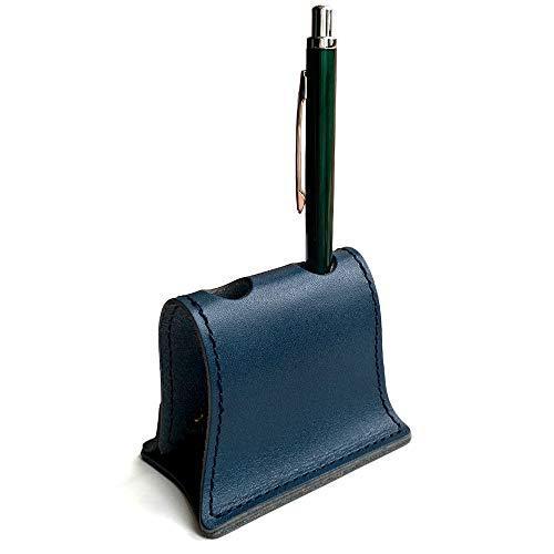 Paidia ペン立て 本革 革 レザー かっこいい ペンスタンド 2本用 テレワーク 在宅 勤務 グッズ 組み立て おしゃれ 栃木レザー P0nv ネイビー 鉛筆立て ペン立て