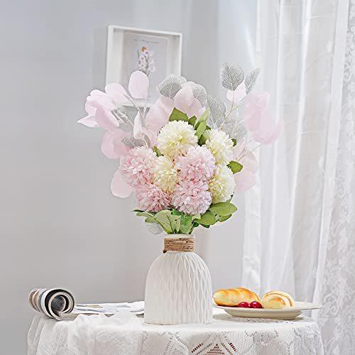 造花 卓上用 フェイクフラワー ユーカリ 蒲公英 ブーケ 花束 ナチュラル 陶器 ベランダ 寝室 室内 インテリア おしゃれ 新生活 演出 花瓶付き ピンク 花束 アレンジメント Lectoescritura Com Co