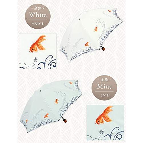 売れ筋ランキングも 2重張り 晴雨兼用傘 3段折りたたみ日傘 Uvカット 遮熱 遮光 折りたたみ 日傘 刺繍 金魚ホワイト 雨傘 Baskincoffee Vicom Corp Com