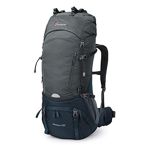 Mountaintop 登山バッグ キ アウトドア 釣り 旅行用品 65l 大容量 登山 リュック ザック A B093synb5h 2430 登山 バックパック 防水 キ ラブアンドピース広島4 ダークグレー ブルーハイキング 激安取寄