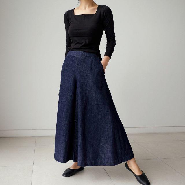 デニム ワイドパンツ ルック レディース ジーンズ ガウチョ ボトムス おしゃれ 大きいサイズ ネイビー 太め カジュアル 九分丈 春 夏 秋 冬 20代 30代 40代 デニム ワイドパンツ ルック レディース ジーンズ ガウチョ ボトムス