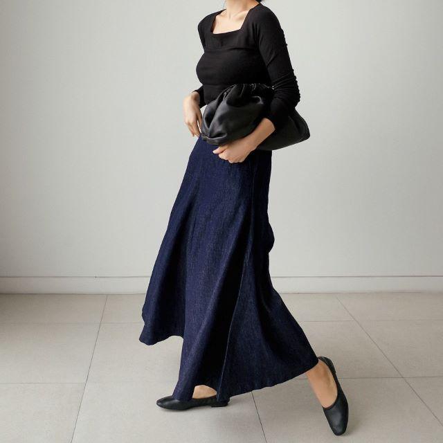 デニム ワイドパンツ ルック レディース ジーンズ ガウチョ ボトムス おしゃれ 大きいサイズ ネイビー 太め カジュアル 九分丈 春 夏 秋 冬 20代 30代 40代 | ブランド登録なし | 08