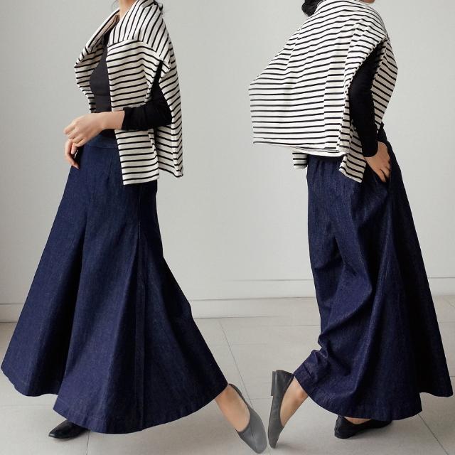 デニム ワイドパンツ ルック レディース ジーンズ ガウチョ ボトムス おしゃれ 大きいサイズ ネイビー 太め カジュアル 九分丈 春 夏 秋 冬 20代 30代 40代 | ブランド登録なし | 10