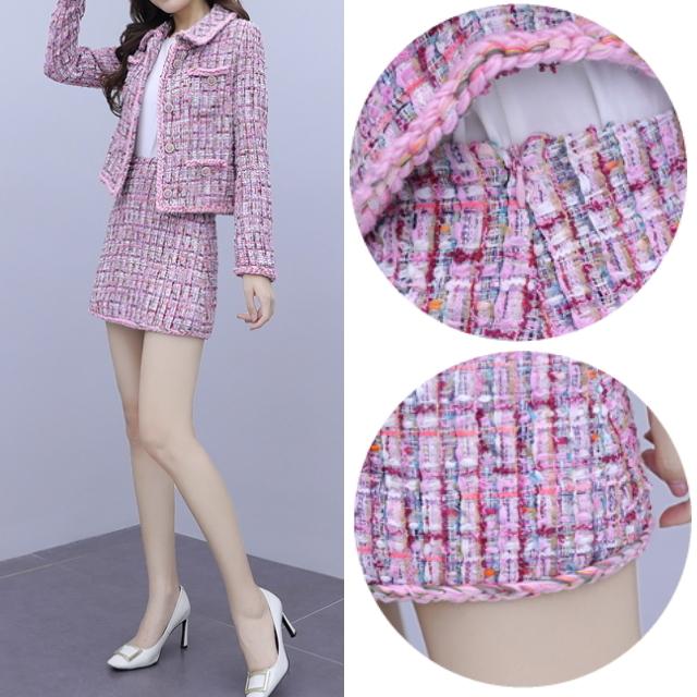 セットアップ レディース スカート ジャケット ツイード フォーマル 入学式 ママ きれいめ タイトスカートミニ丈 大きいサイズ | ブランド登録なし | 19