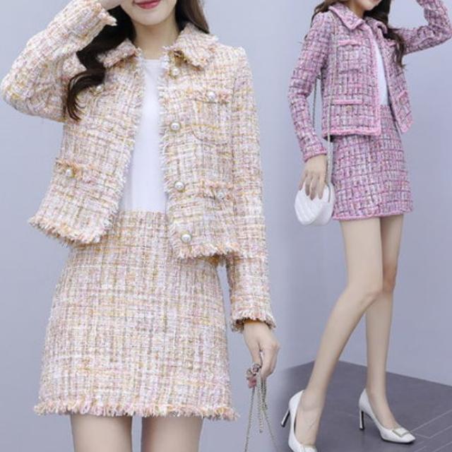 セットアップ レディース スカート ジャケット ツイード フォーマル 入学式 ママ きれいめ タイトスカートミニ丈 大きいサイズ | ブランド登録なし | 08