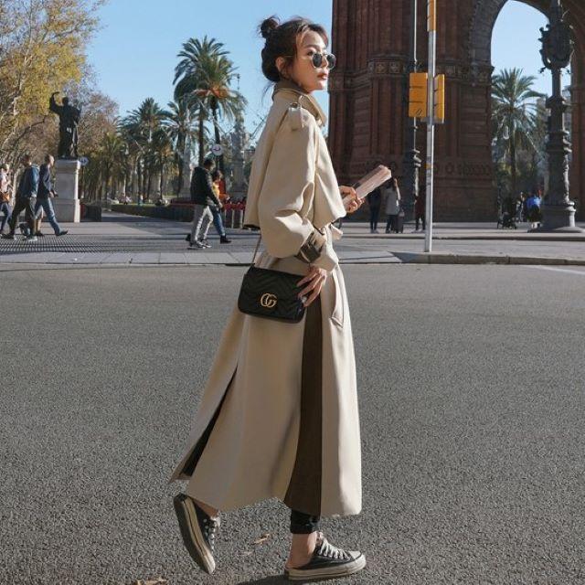 トレンチコート レディース スプリングコート チェスターコート 大きいサイズ アウター バイカラー ダブル おしゃれ きれいめ ベルト付き 春 秋 20代 30代 40代 | ブランド登録なし | 01