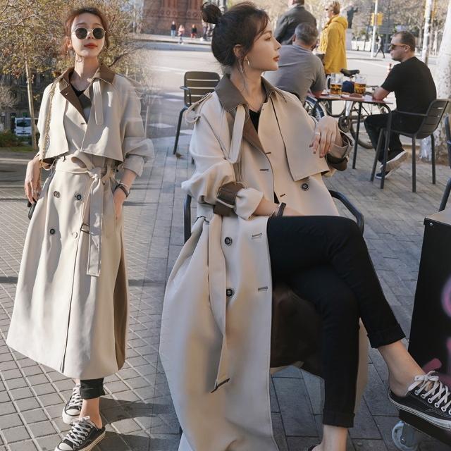 トレンチコート レディース スプリングコート チェスターコート 大きいサイズ アウター バイカラー ダブル おしゃれ きれいめ ベルト付き 春 秋 20代 30代 40代 | ブランド登録なし | 18