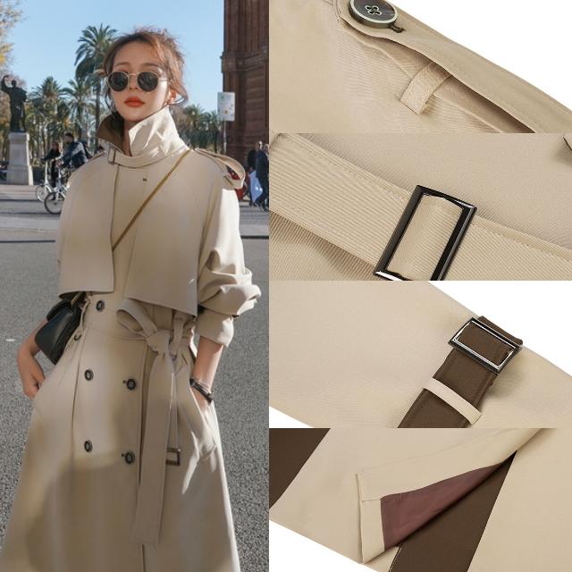 トレンチコート レディース スプリングコート チェスターコート 大きいサイズ アウター バイカラー ダブル おしゃれ きれいめ ベルト付き 春 秋 20代 30代 40代 | ブランド登録なし | 19