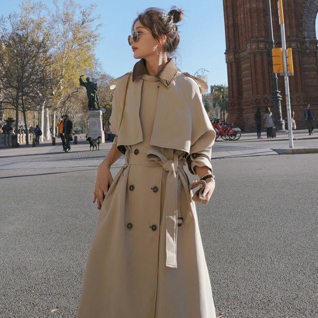 トレンチコート レディース スプリングコート チェスターコート 大きいサイズ アウター バイカラー ダブル おしゃれ きれいめ ベルト付き 春 秋 20代 30代 40代 | ブランド登録なし | 02