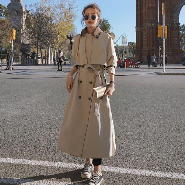 トレンチコート レディース スプリングコート チェスターコート 大きいサイズ アウター バイカラー ダブル おしゃれ きれいめ ベルト付き 春 秋 20代 30代 40代 | ブランド登録なし | 03