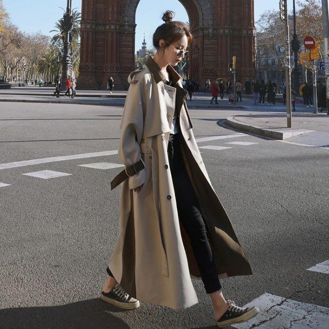 トレンチコート レディース スプリングコート チェスターコート 大きいサイズ アウター バイカラー ダブル おしゃれ きれいめ ベルト付き 春 秋 20代 30代 40代 | ブランド登録なし | 06