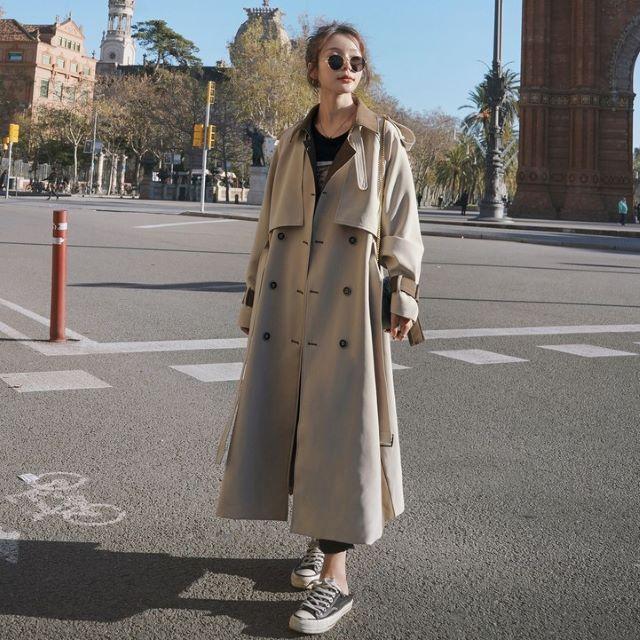 トレンチコート レディース スプリングコート チェスターコート 大きいサイズ アウター バイカラー ダブル おしゃれ きれいめ ベルト付き 春 秋 20代 30代 40代 | ブランド登録なし | 07