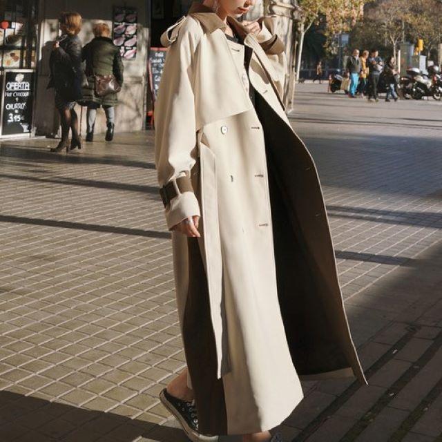 トレンチコート レディース スプリングコート チェスターコート 大きいサイズ アウター バイカラー ダブル おしゃれ きれいめ ベルト付き 春 秋 20代 30代 40代 | ブランド登録なし | 09