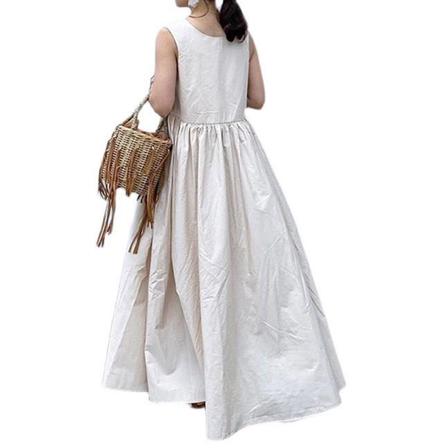 ワンピース レディース 40代 50代 夏 ロング 2way マキシ丈 Vネック 無地 ノースリーブ コットン Aライン ゆったり きれいめ 韓国風 | ブランド登録なし | 11