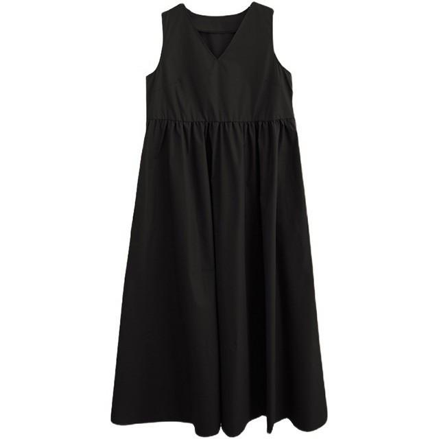 ワンピース レディース 40代 50代 夏 ロング 2way マキシ丈 Vネック 無地 ノースリーブ コットン Aライン ゆったり きれいめ 韓国風 | ブランド登録なし | 14