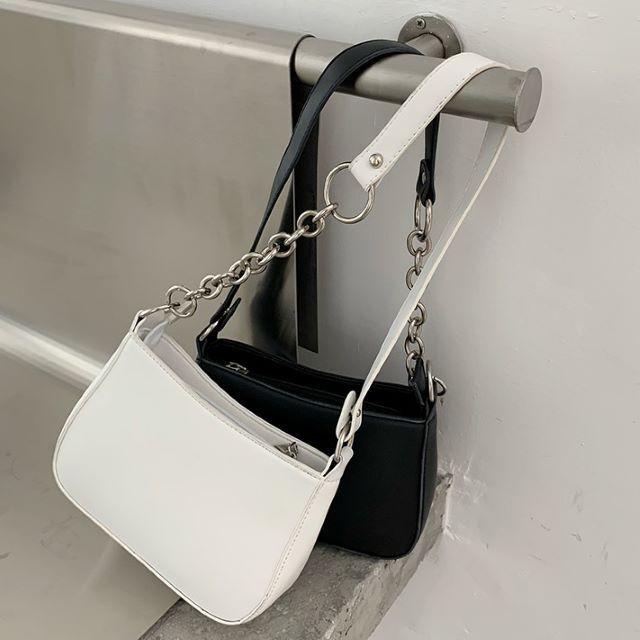 ショルダーバッグ レディース 軽い 白 黒 フェイクレザー 斜めがけ 肩掛け チェーン 2way きれいめ おしゃれ 韓国 シンプル 通勤 通学 | ブランド登録なし | 17