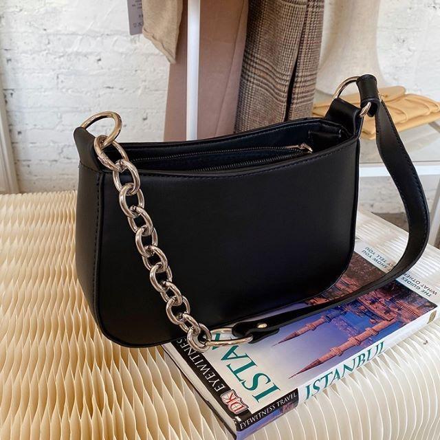 ショルダーバッグ レディース 軽い 白 黒 フェイクレザー 斜めがけ 肩掛け チェーン 2way きれいめ おしゃれ 韓国 シンプル 通勤 通学 | ブランド登録なし | 01
