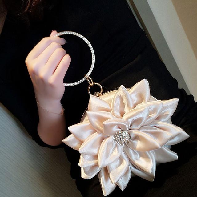 パーティーバッグ 結婚式 大きめ クラッチバッグ レディース フォーマル 2type サテン 花 がま口 ショルダー ハンドバッグ ピンク 50代 | ブランド登録なし | 13