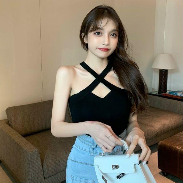 タンクトップ レディース スポーツ おしゃれ キャミソール インナー 大きいサイズ 3色 ショートVネック 無地 トップス ダンス 40代 | ブランド登録なし | 15