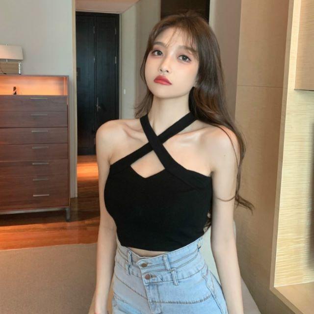 タンクトップ レディース スポーツ おしゃれ キャミソール インナー 大きいサイズ 3色 ショートVネック 無地 トップス ダンス 40代 | ブランド登録なし | 03