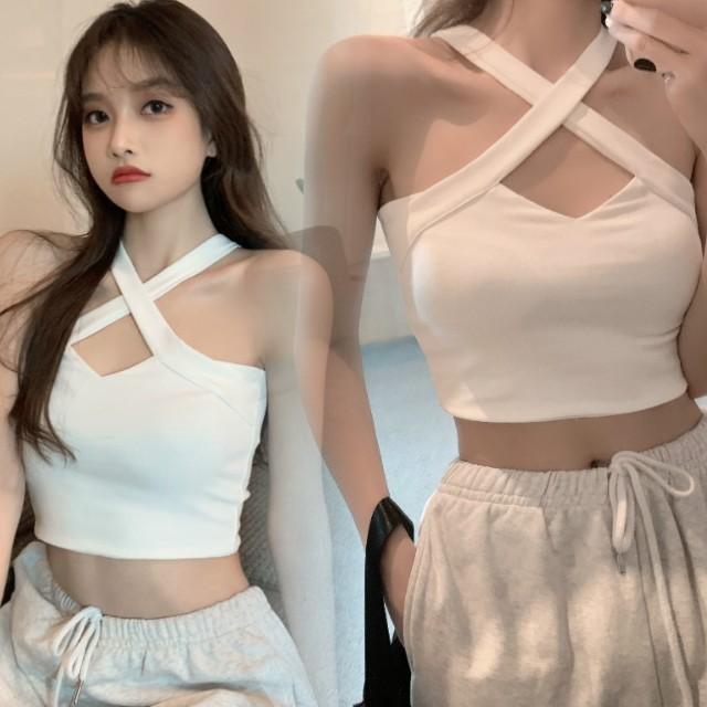 タンクトップ レディース スポーツ おしゃれ キャミソール インナー 大きいサイズ 3色 ショートVネック 無地 トップス ダンス 40代 | ブランド登録なし | 08